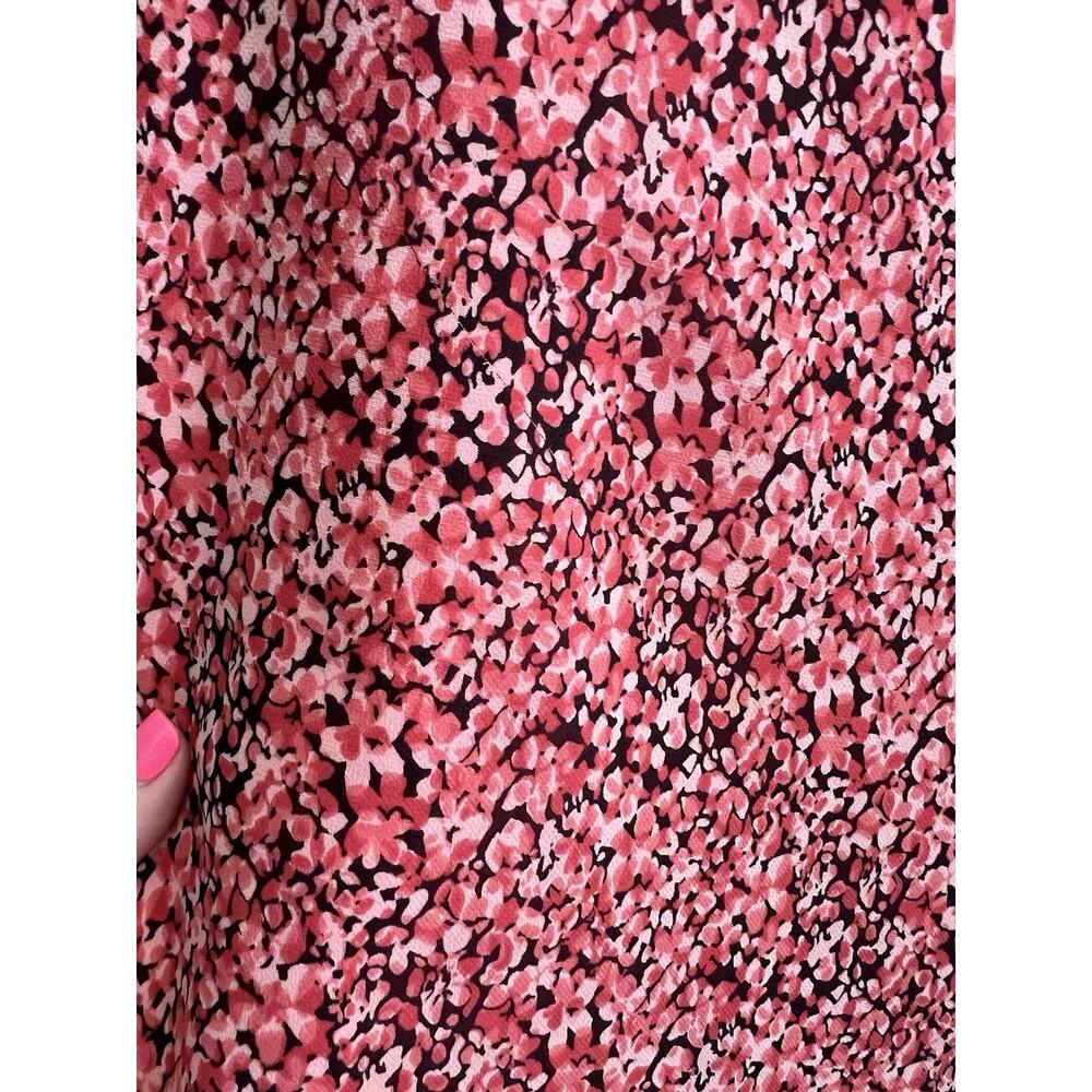 EXPRESSIONS Vintage 90's Y2 Pink Ditzy Print Ruffle Slip Midi Knee Dress - Picture 5 of 12